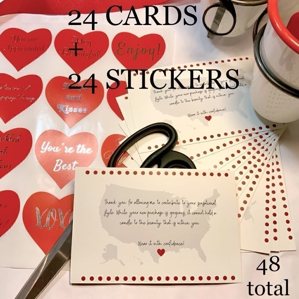 DELUX SUPPLY BUNDLE THANK YOU CARDS & XL STICKERS THANK YOU SMALL BUSINESS 48 PC